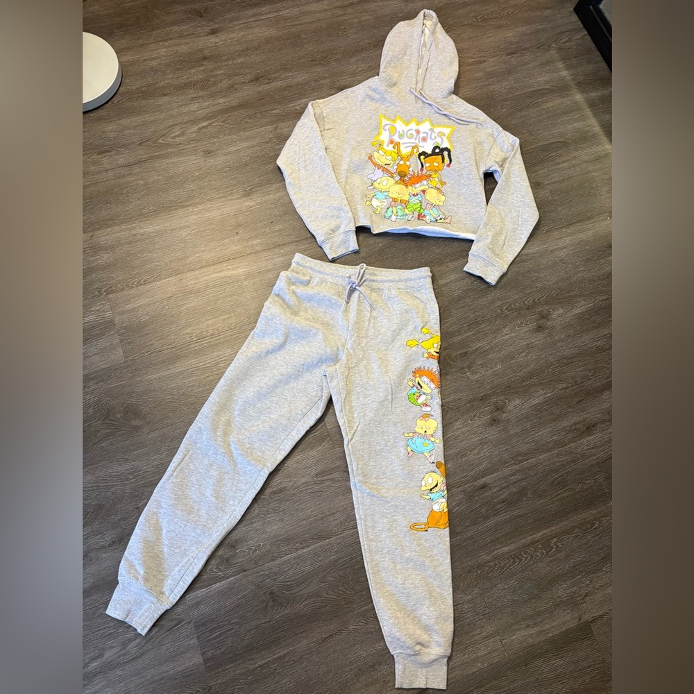 NICKELODEON Rugrats Women's  Gray 90s Graphic Sweatpants Joggers Set Sz M